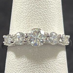 Moissanite Graduated 5‑Stone Sterling Silver Ring